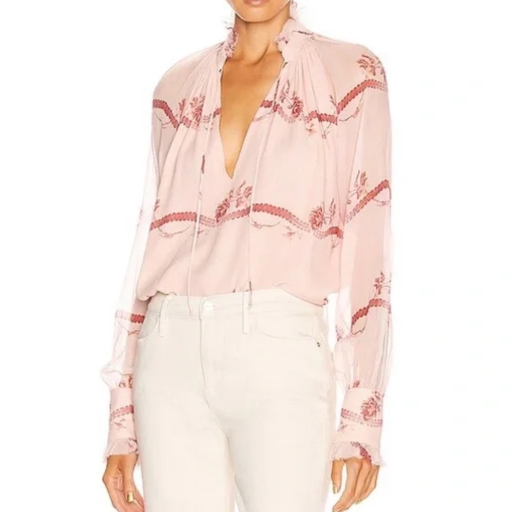 JONATHAN SIMKHAI Monica Rose Pink Floral Top size small